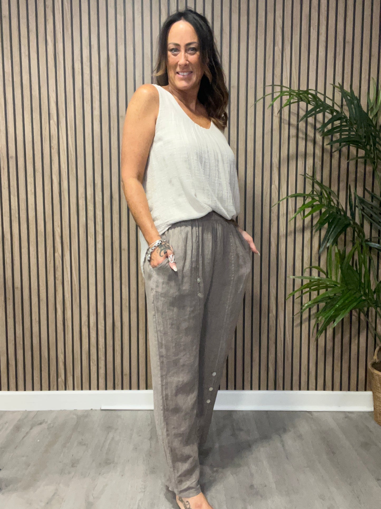 Linen Wide Leg Trousers
