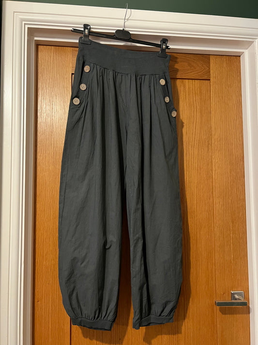 Button Trousers In Charcoal