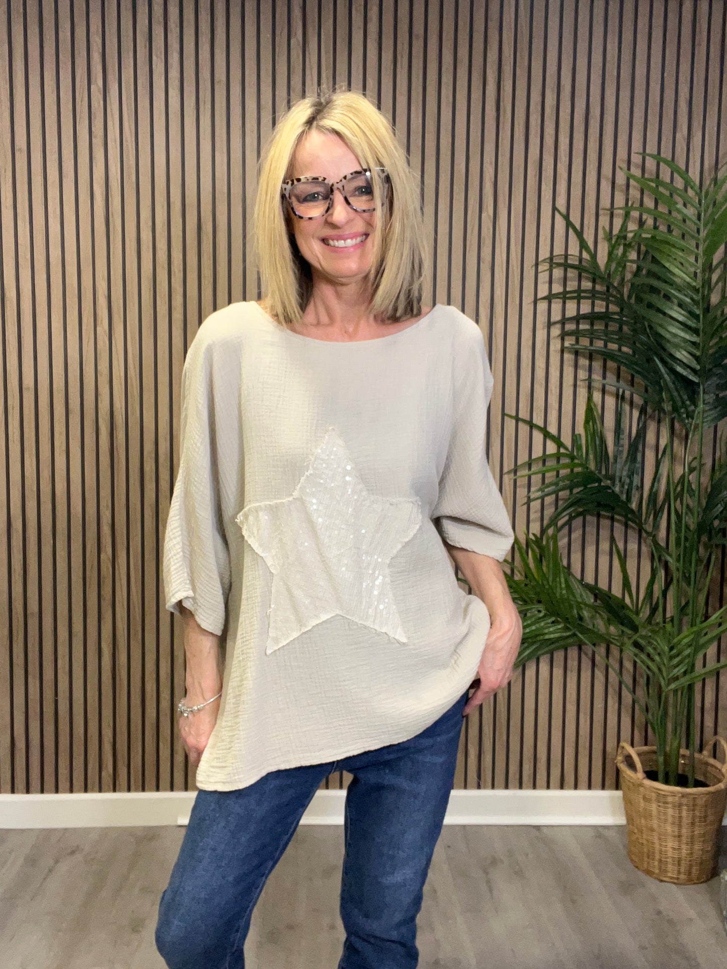 Cheesecloth Oversized Star Top