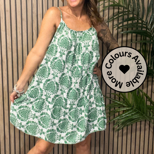 Strappy Baroque Print Dress